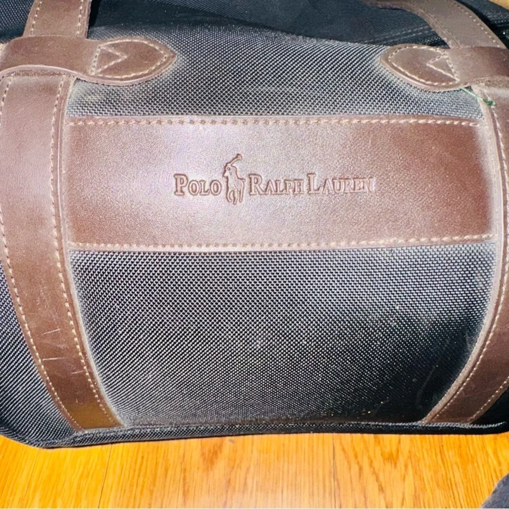 Ralph Lauren Black Duffel Bag with Leather Handles